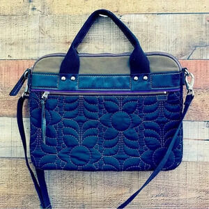 Fossil Key-Per Quilted Padded Laptop Messenger/Crossbody Bag